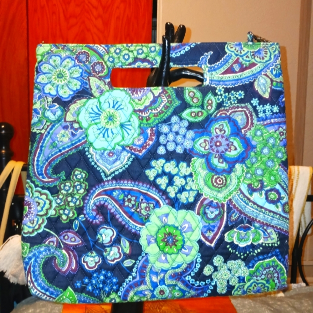 Vera Bradley RARE  Square Shoulder Tote- Retired 2009 Pattern Blue Rhapsody